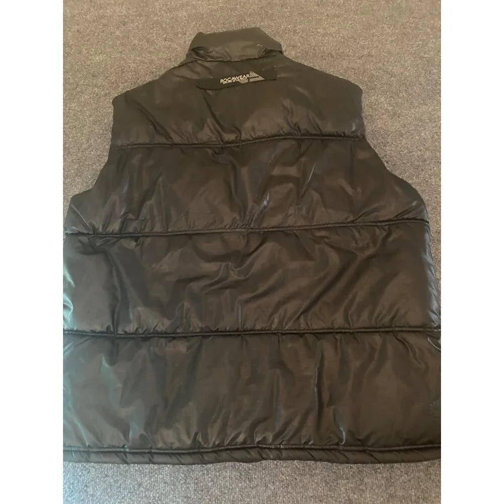 ROCAWEAR‎ Men's 2XL XXL Sleeveless Puffer Vest Black Full-Zip Streetwear Hip Hop